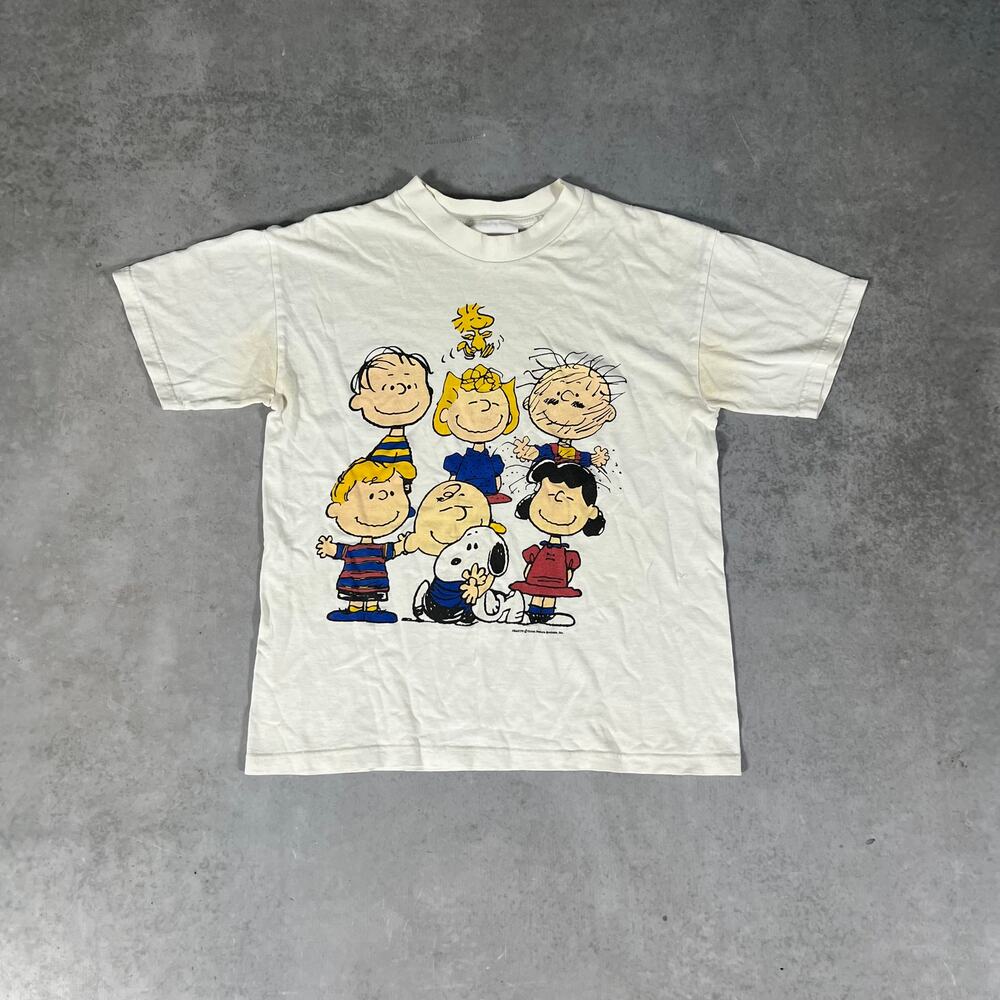 Vintage Peanuts Gang Charlie Brown T-Shirt Lucy Snoopy Woodstock Size Youth L